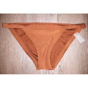 Aerie Swim Brown Tan Orange Banded Strappy Side String Bikini Bottoms Size Small